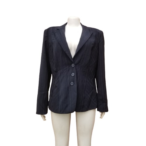 Ladies Plus Size Long Sleeve Stripes Jacket With Full Lining