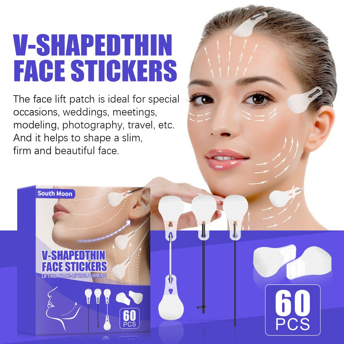 60Pcs V-shaped Face Lift Tape Thin Face Double Chin Sticker