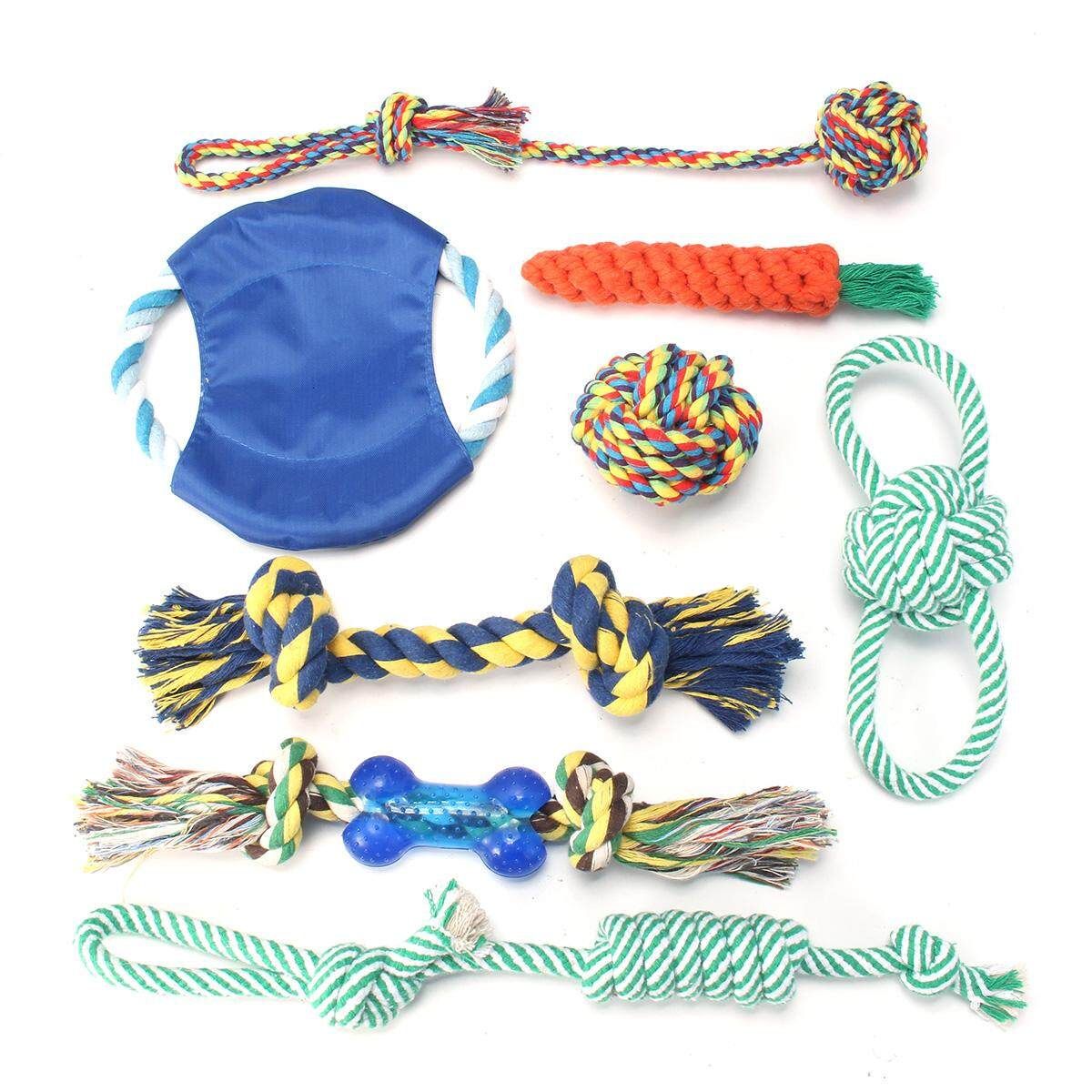 10x Lovely Puppy Dog Pet Chew Toy Cotton Braided Bone Rope Chew Knot