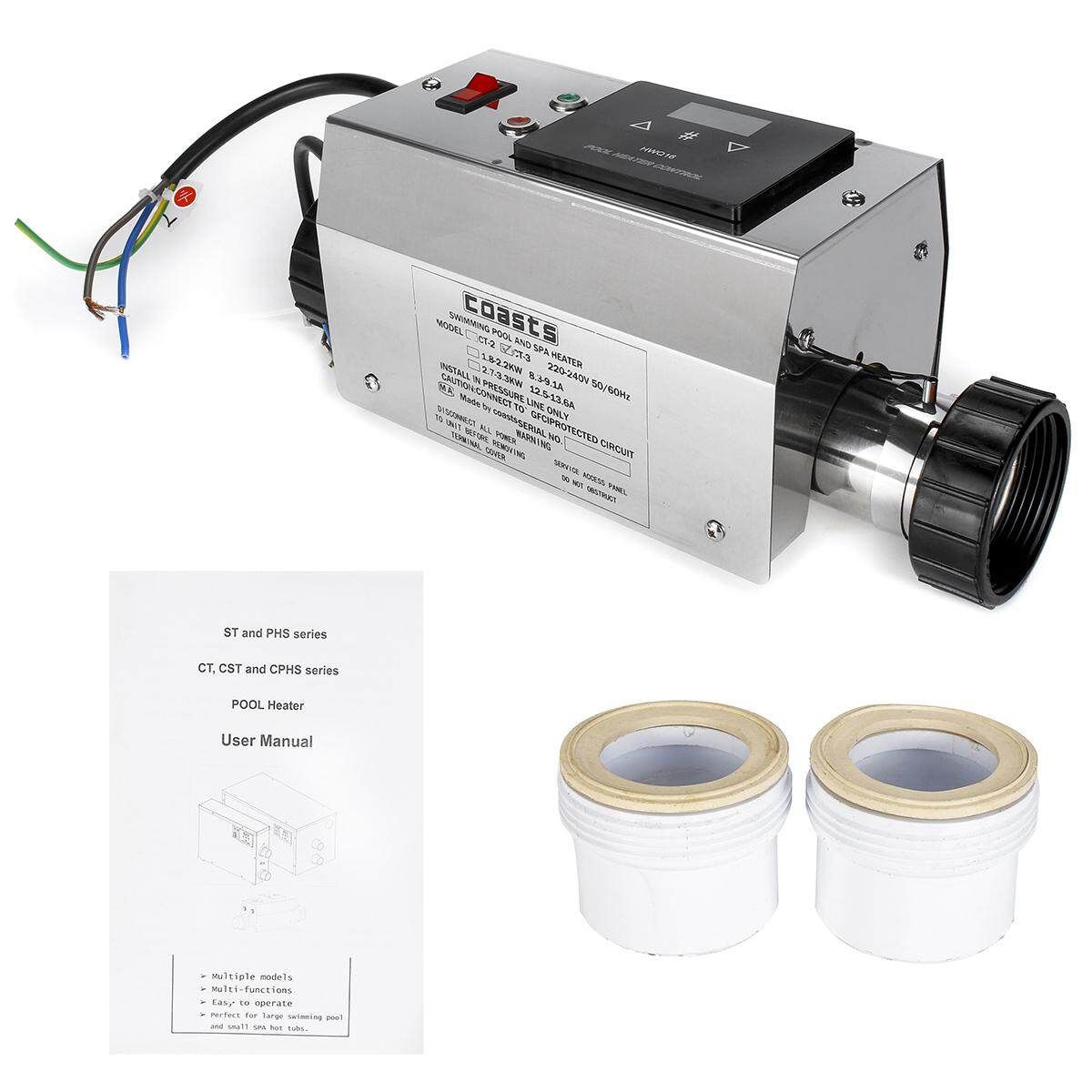 3KW Electric Water Heater Adjustable Thermostat For Swimming Pool SPA Hot Tub American