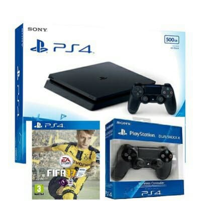PS 4 Slim Console - Fifa 17, Extra Dualshock 4 Wireless Controller