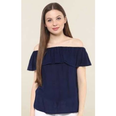 Girls Off-shoulder Top- Navy