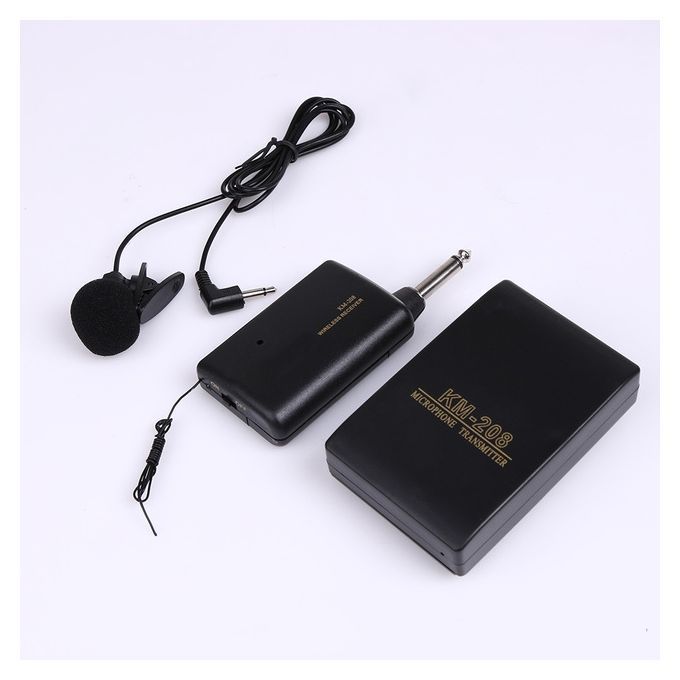Wireless FM Transmitter Receiver Lavalier Lapel Clip Mic System Clip-on Microphone