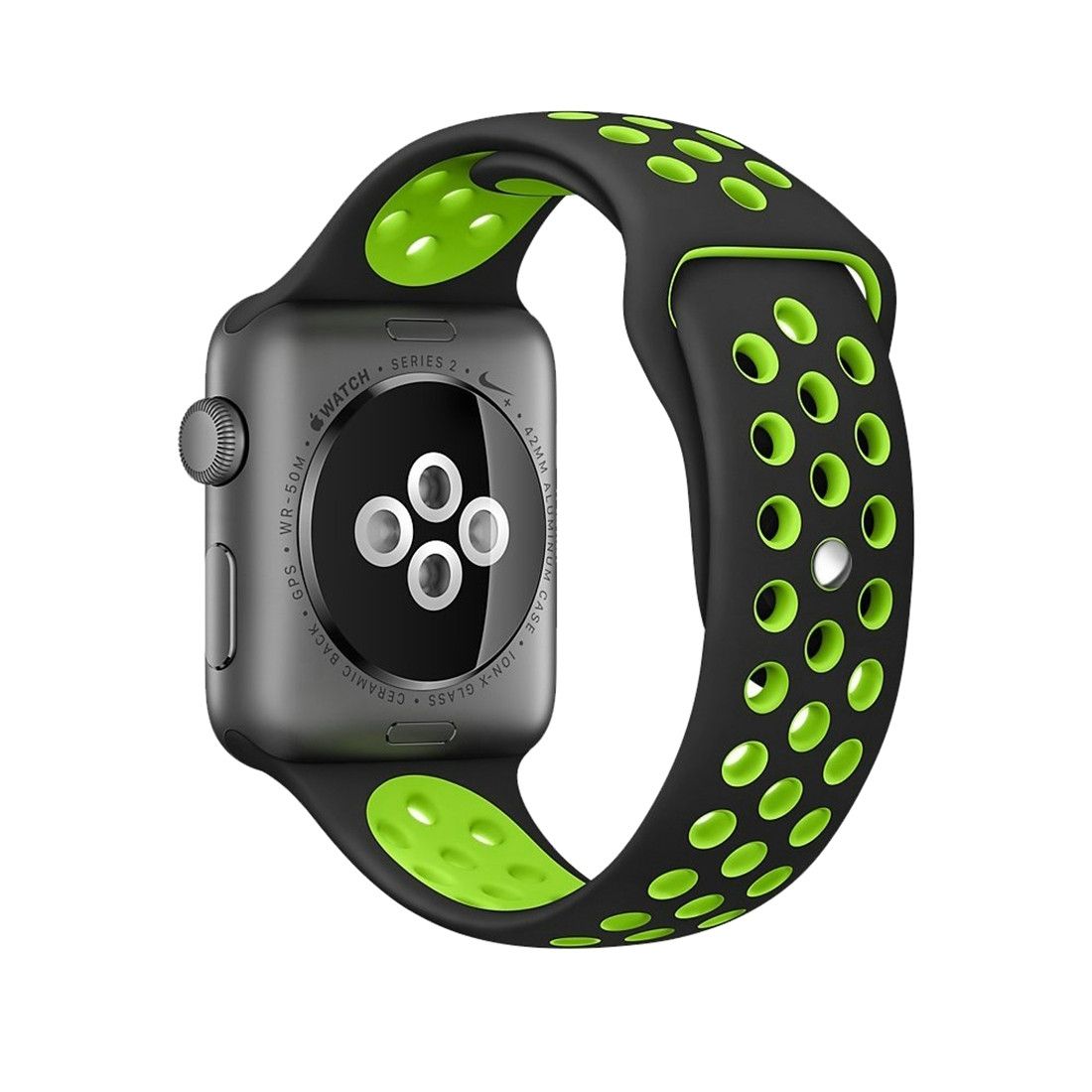 For Apple Watch Series 1 & Series 2 & Nike+ Sport 38mm Fashionable Clical Silicone Sport Watchband(Black + Green)