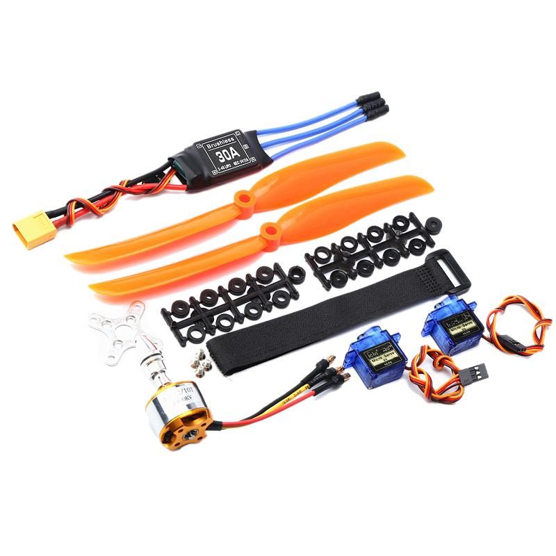 A2212 1400KV Brushless Motor 30A ESC XT60 Plug SG90 9G Mini Servo 8060 Propeller for RC Fixed Wing Plane Helicopter