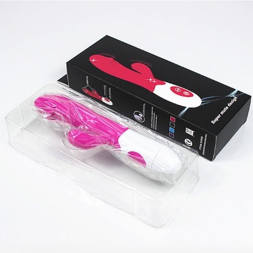 Waterproof G-spot Clitoris Dildo Sex Stimulator Toy Magic Wand Vibrator Dual Dildo For Women - Pink