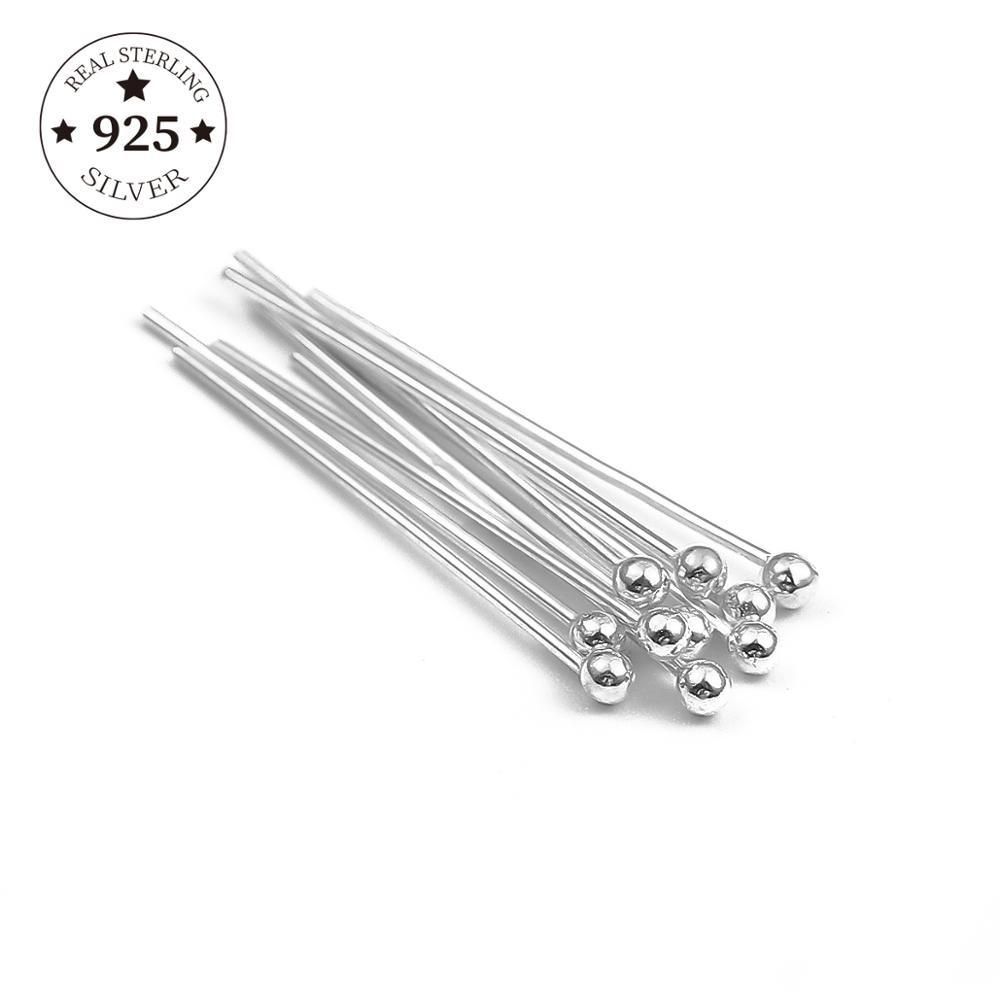 925 Sterling Silver Findings Head Ball Pins 15 20 25 30 35mm Ball Head Pins Needles Findings For Diy Jewelry Making Accessories