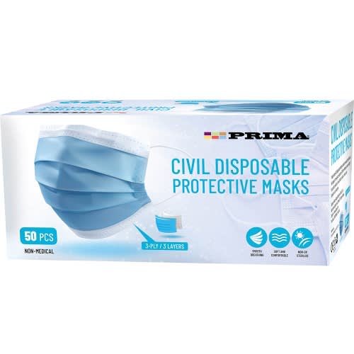 50Pcs 3 Layers-ply New Prima Disposable Face Masks Breathable