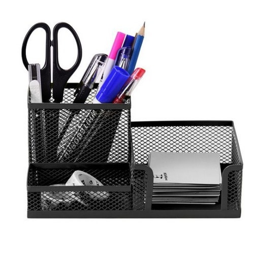 Note Pad & Pen Holder Desk Organizer - Black