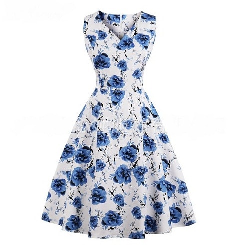 Ladies Knee-length Skater Vintage Dress