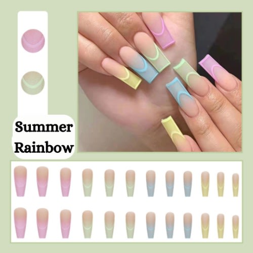 Press on Nails - Summer Rainbow - 24pcs