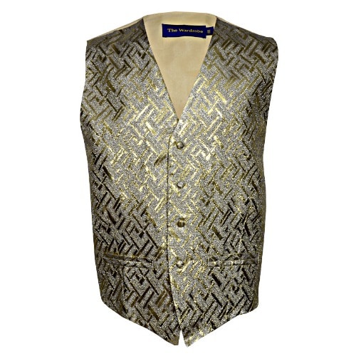 Gold Detailed Waistcoat-Gold & Silver - MWC-1800