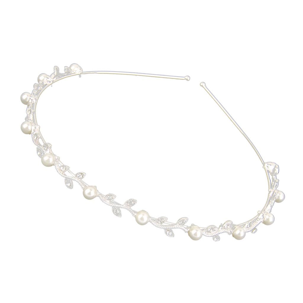 Diamante Leaves Pearl Headband Hair Band  Wedding Party