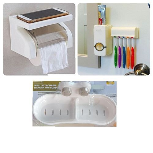 Tissue Holder,Toothpaste Dispenser&Soap Dish(Toilet Bundle )