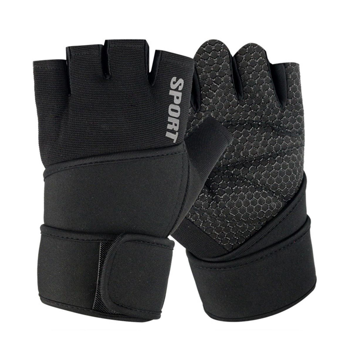 1 Pair Gym Fitness Hand Protection Men Sport Wrist Black