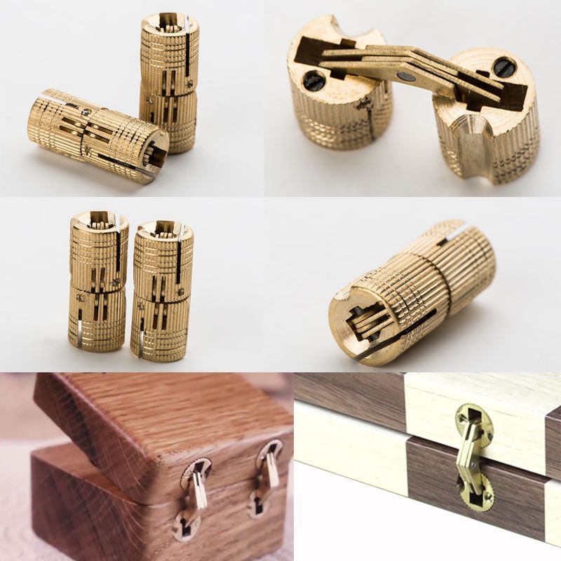 Practical Copper Barrel Hinges Cylindrical Hidden Cabinet Concealed Invisible BrHinges Mount For Furniture Hardware