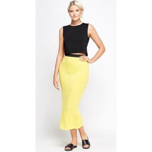 Elasticated Basic Maxi Skirt - Yellow