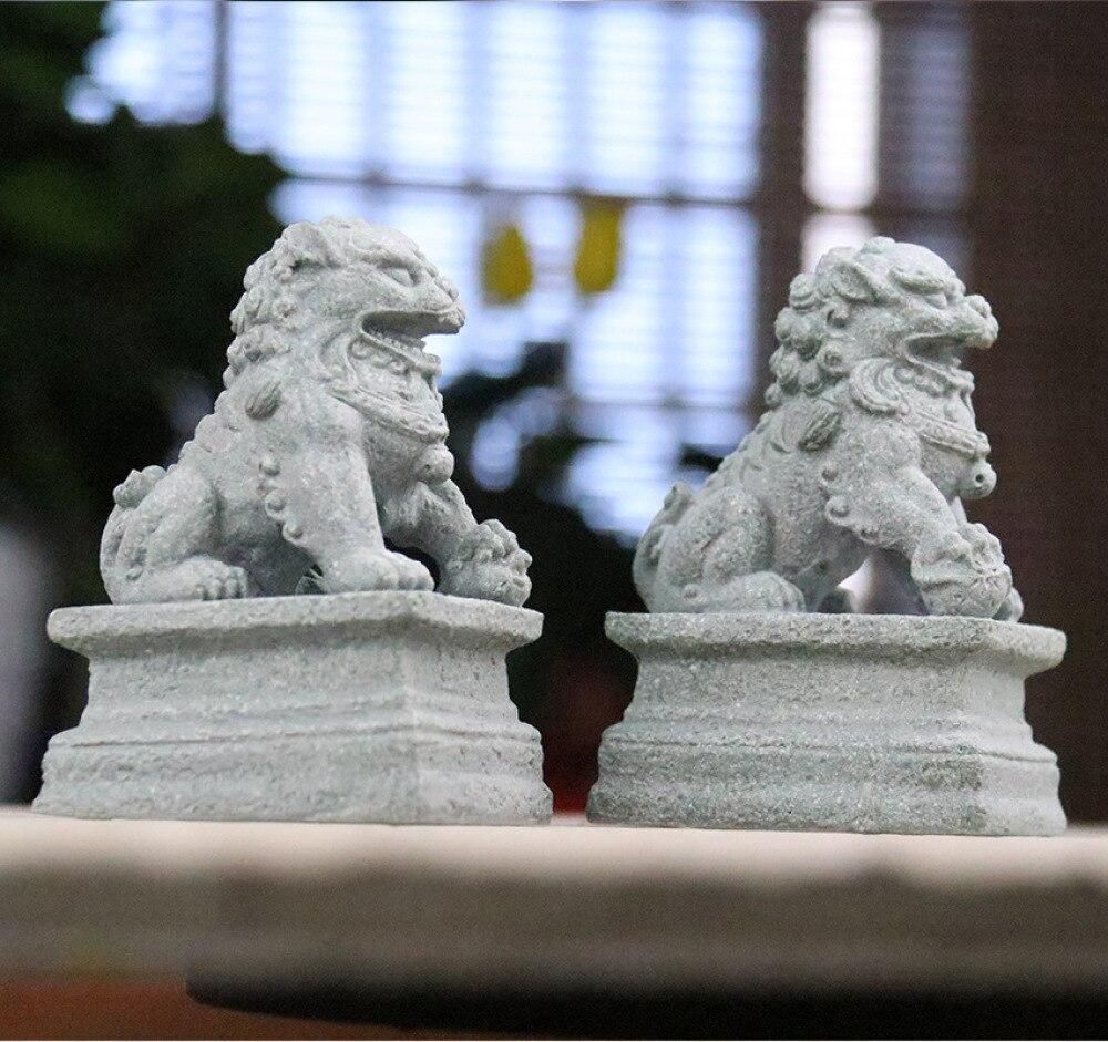 Statue Foo Shui Feng Figurine Miniature Stone Dogs Sculpture Decoration Guardian Chinese Prosperity Decor Pair Fu Mini Figurines