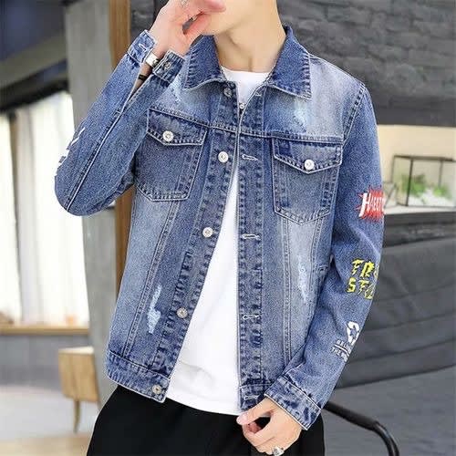 Casual Mens Jeans Jacket - Blue