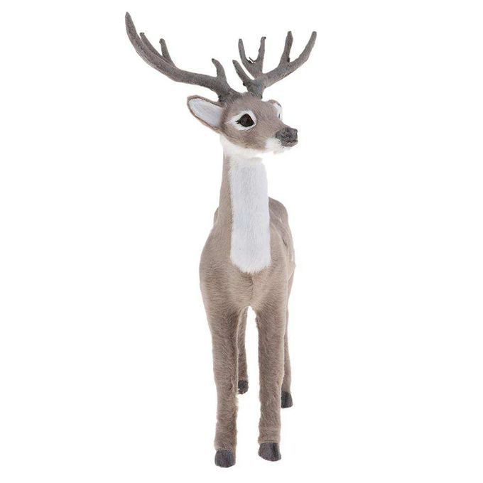Simulation Christmas Elk Plush Reindeer Model Toy Grey Male Stand
