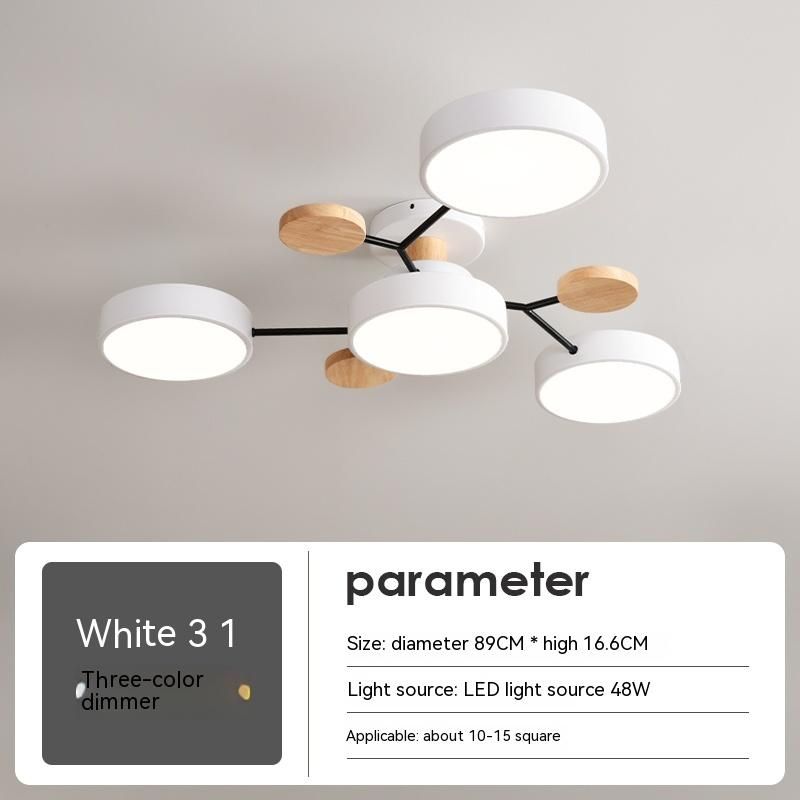 Modern minimalist Japanese-style log bedroom ceiling lamp