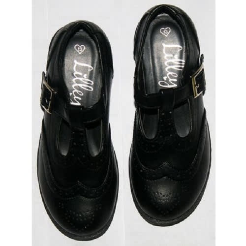Girls Covered School Shoe- Black