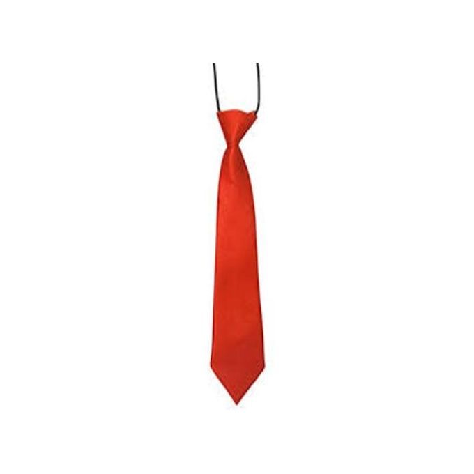 6pcs Unisex Children Long Red Tie With Black Neck Band
