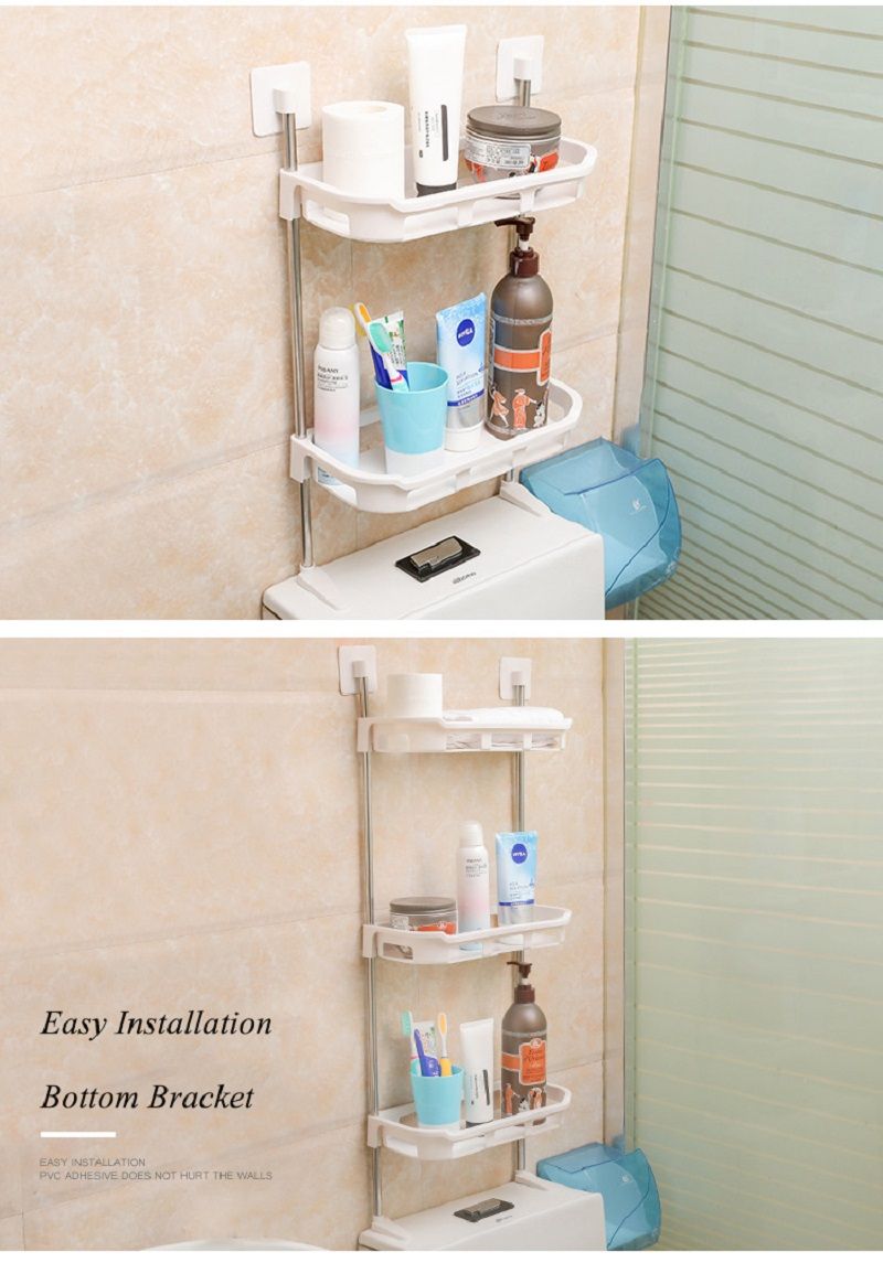 Multifunction Shelf No Drill Organizer Wall Mounted 2/3 Layr