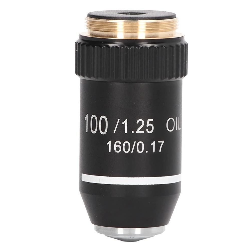 Biological Microscope Lens 195 Achromatic Black Objective Lens 100X Oil Objective Interface 202mm Thread