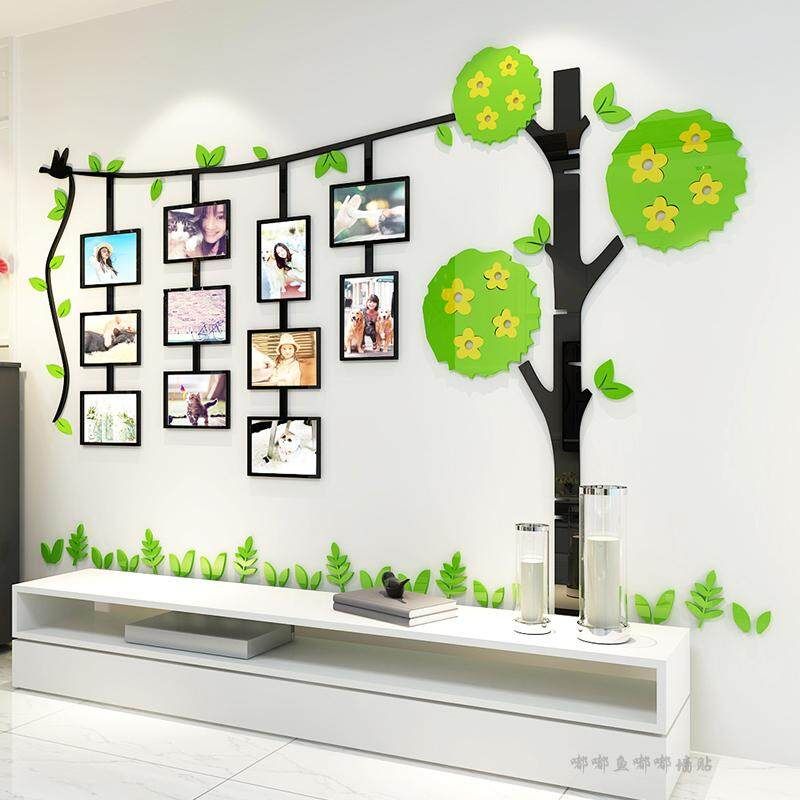 83*130cm Plant Tree 3D Acrylic Wall Decal Sticker Photo Picture Frame Home Decor Photo Frame Family Tree Set Picture Wall Collage Hanging Decor Green Right