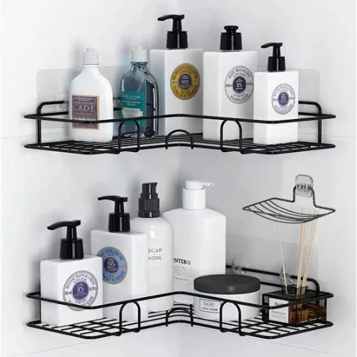 Double Wall Mounted Metal Bathroom Shower Caddy Shelf  Organizer