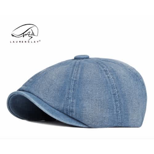 Men's Denim Octagonal Cap Panama Hat #2- Sky Blue