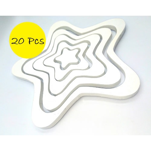 3D Indoor Star Wooden Wall Sticker -White -20pieces