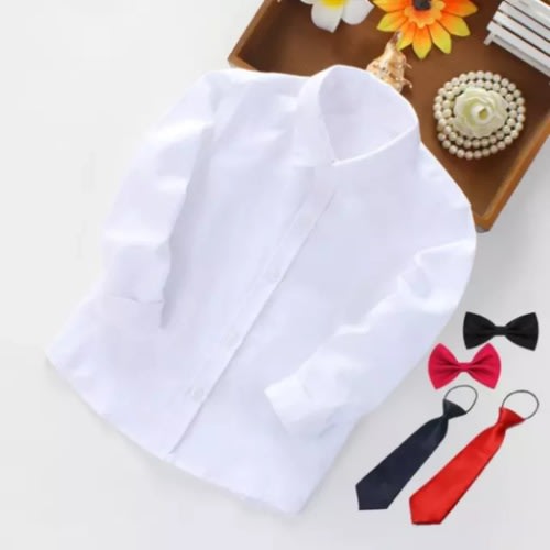 Set Of Kids Dress Shirt With Matching 2 Bowties And Longties