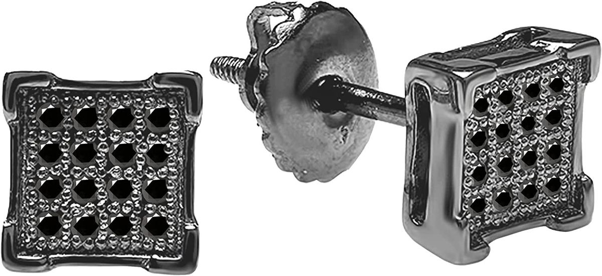 Dazzlingrock Collection Round Black Diamond Cluster Square