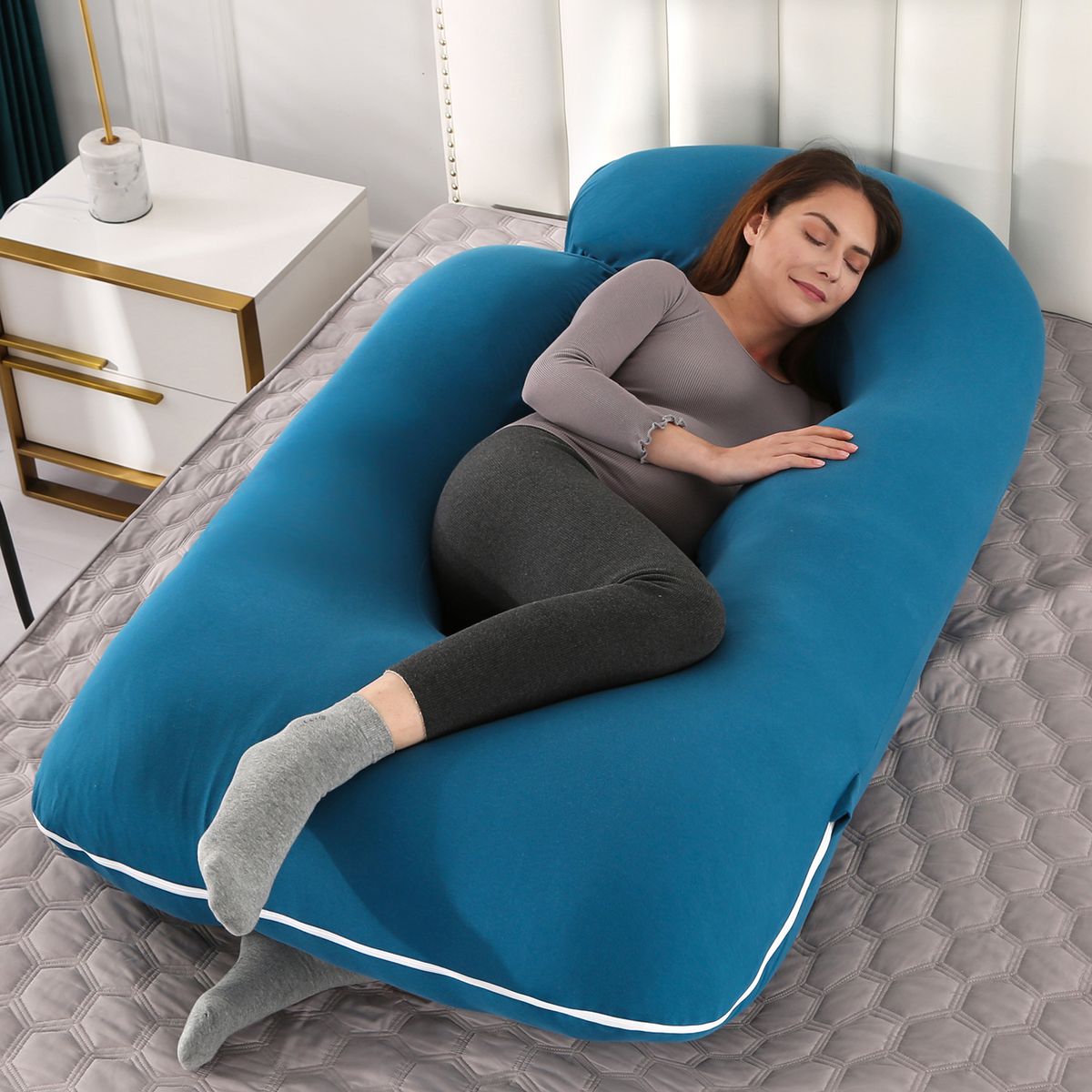 Extra Large Fully Stuffed Pregnancy Pillow - Blue