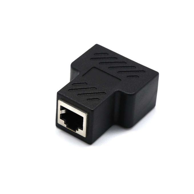 1 To 2 LAN Ethernet Network Jack RJ45 Splitter Extender Black