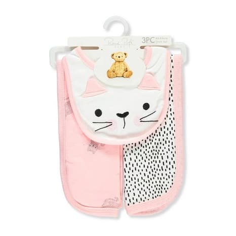 3 Piece Bib And Burp Cloths Set
