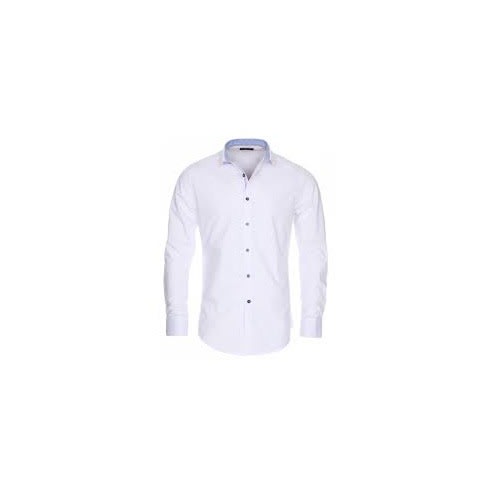 Mens Shirt With Black Button - White