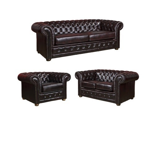 6 Seater Chesterfield Rochester Sofa Set - Black