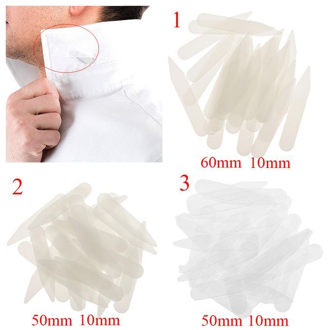 200pcs Plastic Collar Stays Shirts Inserts For Mens Business Dress 6cm