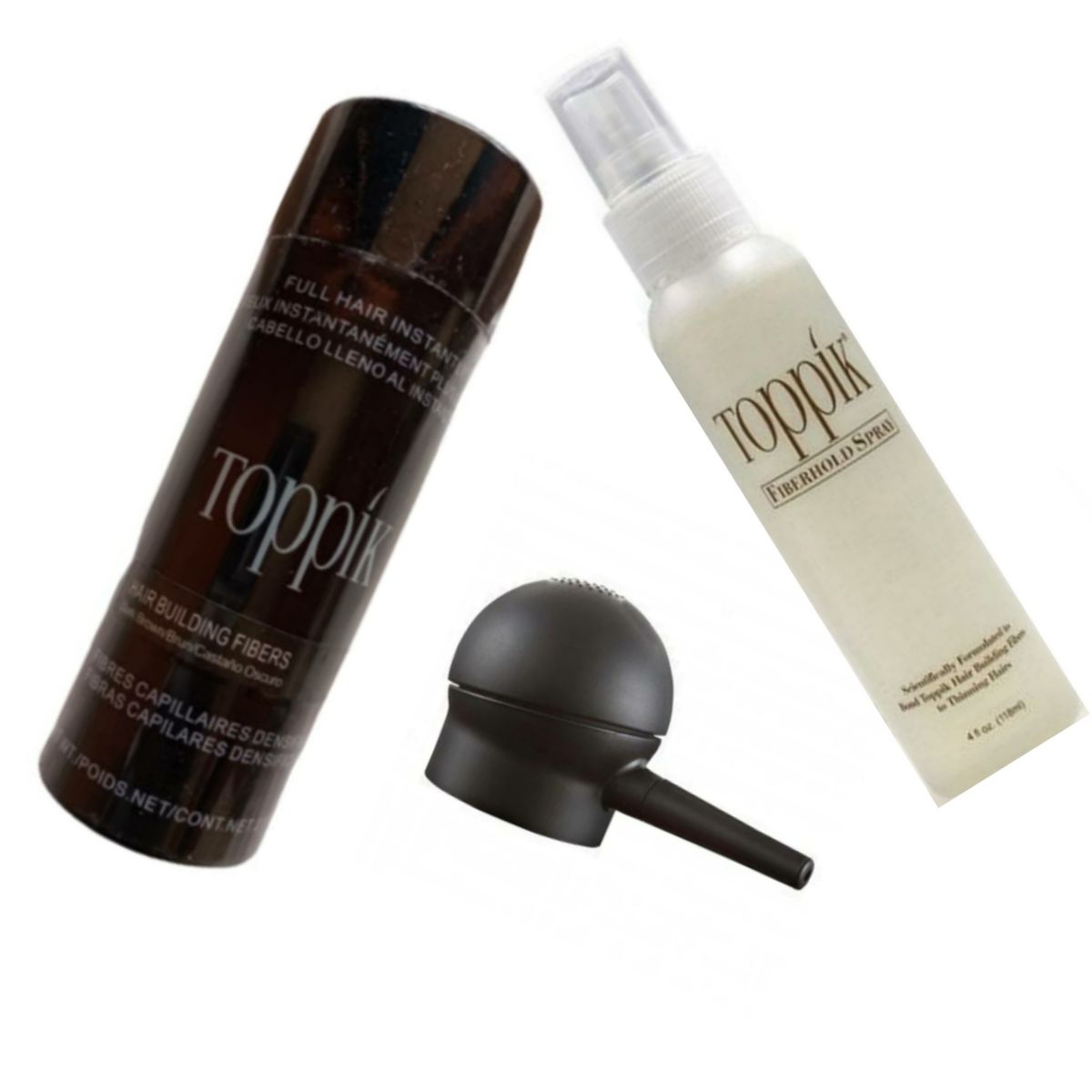 Dark Brown Hair Fiber+ Milky Hold Spray & Applicator