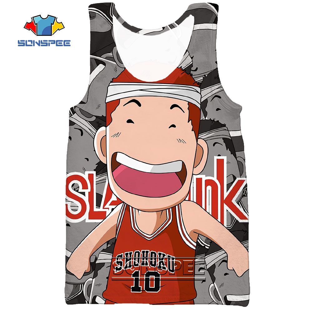 3D Print Anime Slam Dunk Basketball Jersey Men's Sport Red Tank Top Casual Bodybuilding Gym Muscle Sleeveless Vest Shirt-12