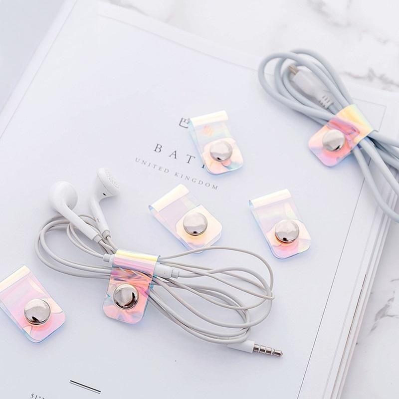 5 Pcs/lot Travel Accessories Laser Transparent Cable Winder Earphone Protector USB Phone Holder Accessory Packe Organizers