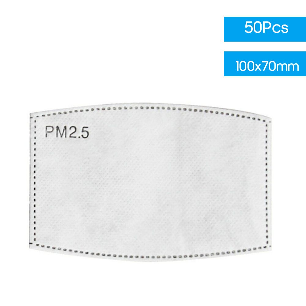 50Pcs Mouth Cover Filters PM2.5 Activated Carbon Filter Pad