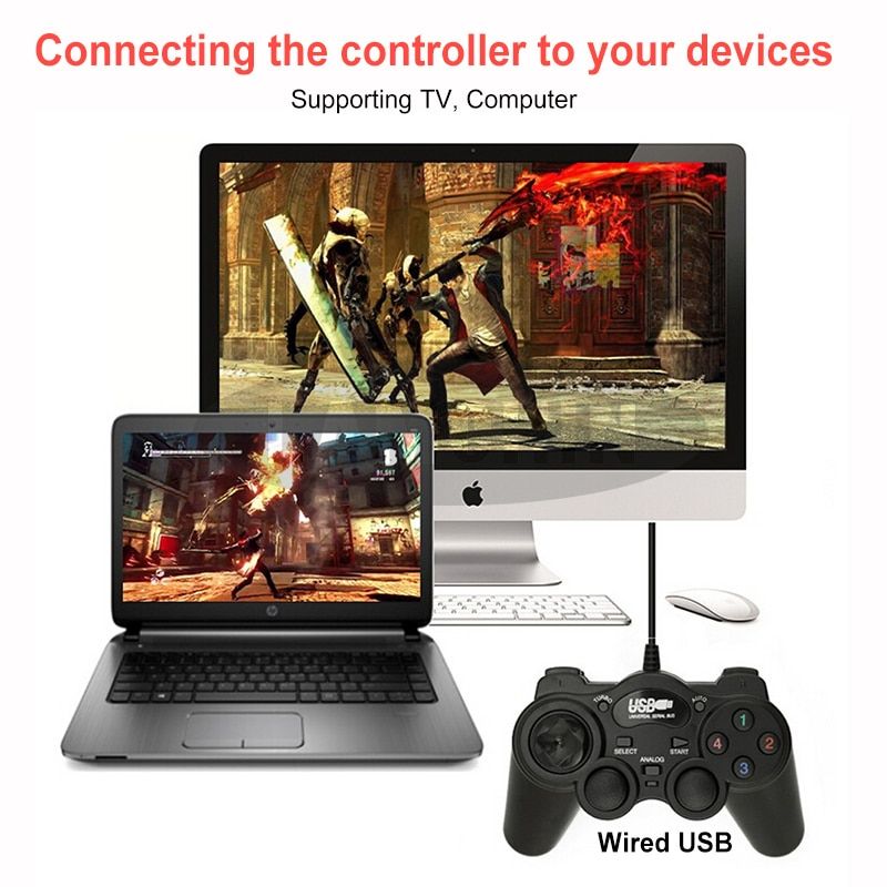Wired Shock Joystick Game Controller USB 2.0 Joypad Gamepad For PC Laptop Computer Win7 Of 8 Of 10 Of XP Of Vista Wired Game Pad Joystick