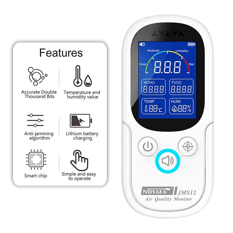 Air Quality Monitor & Temperature Humidity Meter Multifunction