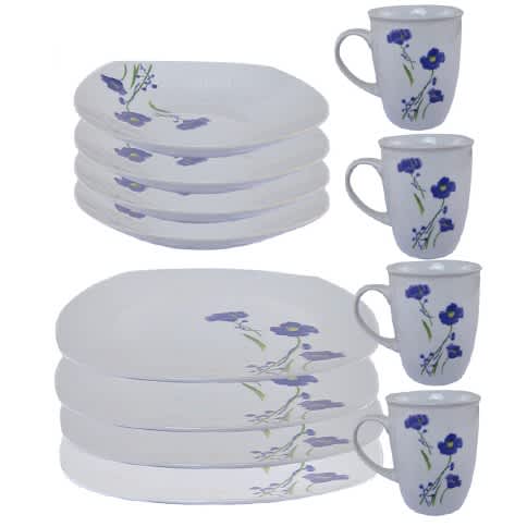 Square Decal Procelain Dinner Set - 12 Pcs