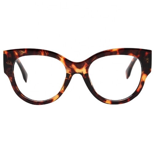 Women Round Cat Eye Glasses- Brownprint
