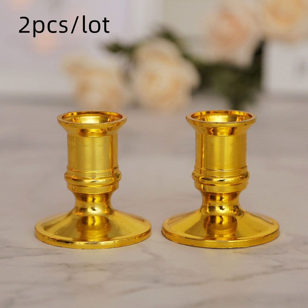 Party Votive Candlestick Plated Gold Plastic Stand Silver